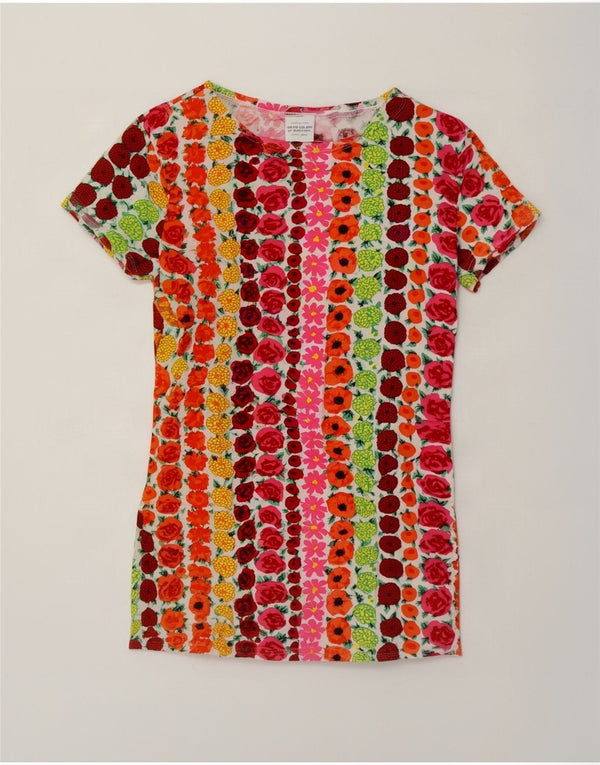 Benetton Robe T-Shirt Femme UK 10 Petit Floral Multicolore