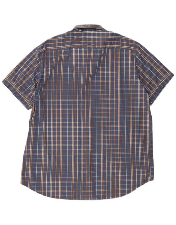 Carrera Chemise à manches courtes pour homme Coupe régulière 3XL Bleu à carreaux en coton