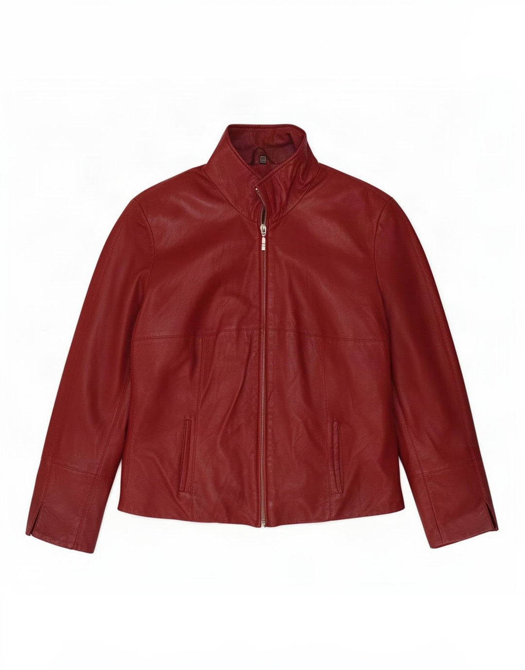 veste en cuir femme vintage IT 44 Bourgogne moyen