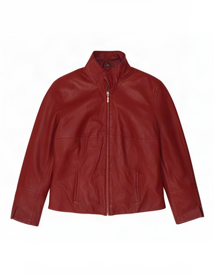 veste en cuir femme vintage IT 44 Bourgogne moyen