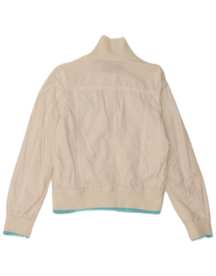 Sergio Tacchini Veste Bomber Courte Femme UK 10 Petit Polyester Blanc