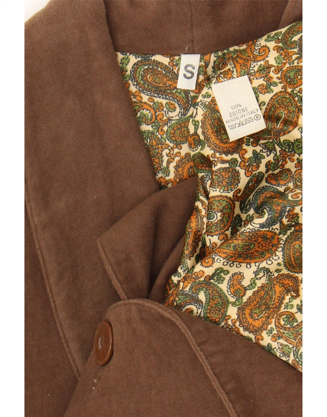 vintage Femme 2 Bouton Blazer Veste UK 10 Petit Coton Brun