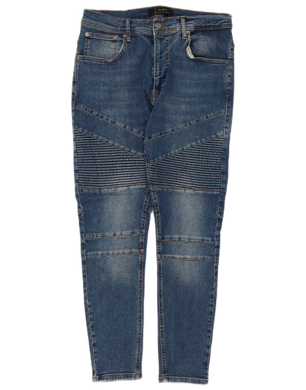Zara Jean skinny homme EU 44 Large W34 L27 Bleu Patchwork Coton