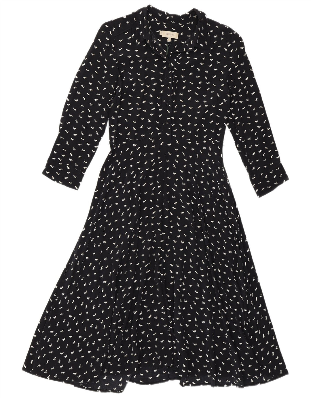 Hobbs Robe trapèze pour femme UK 10 Petit bleu marine imprimé animal en viscose