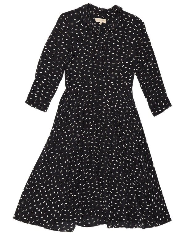 Hobbs Robe trapèze pour femme UK 10 Petit bleu marine imprimé animal en viscose