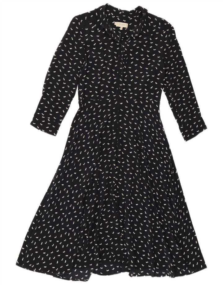 Hobbs Robe trapèze pour femme UK 10 Petit bleu marine imprimé animal en viscose