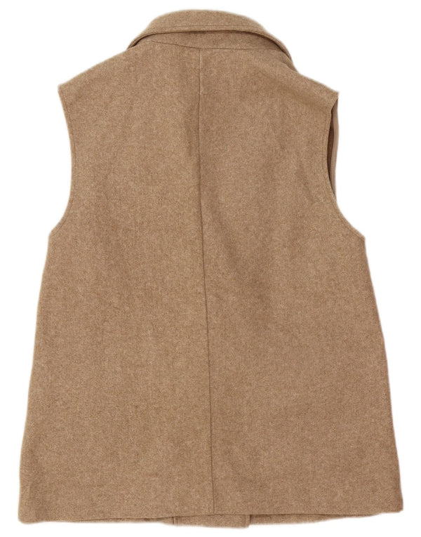 Zara Gilet utilitaire à double boutonnage pour femme UK 12 Polyester beige moyen