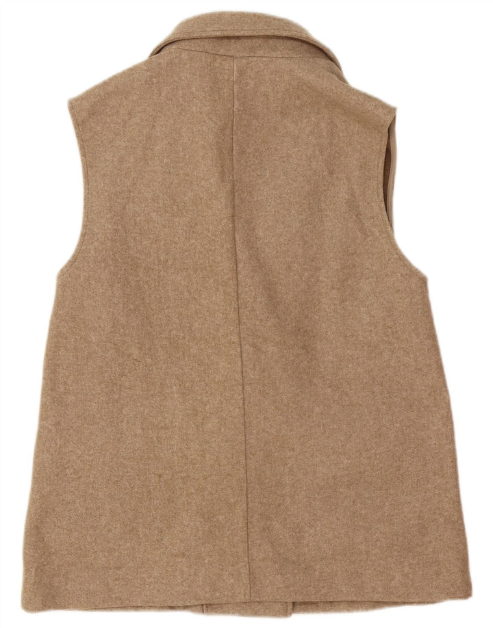 Zara Gilet utilitaire à double boutonnage pour femme UK 12 Polyester beige moyen
