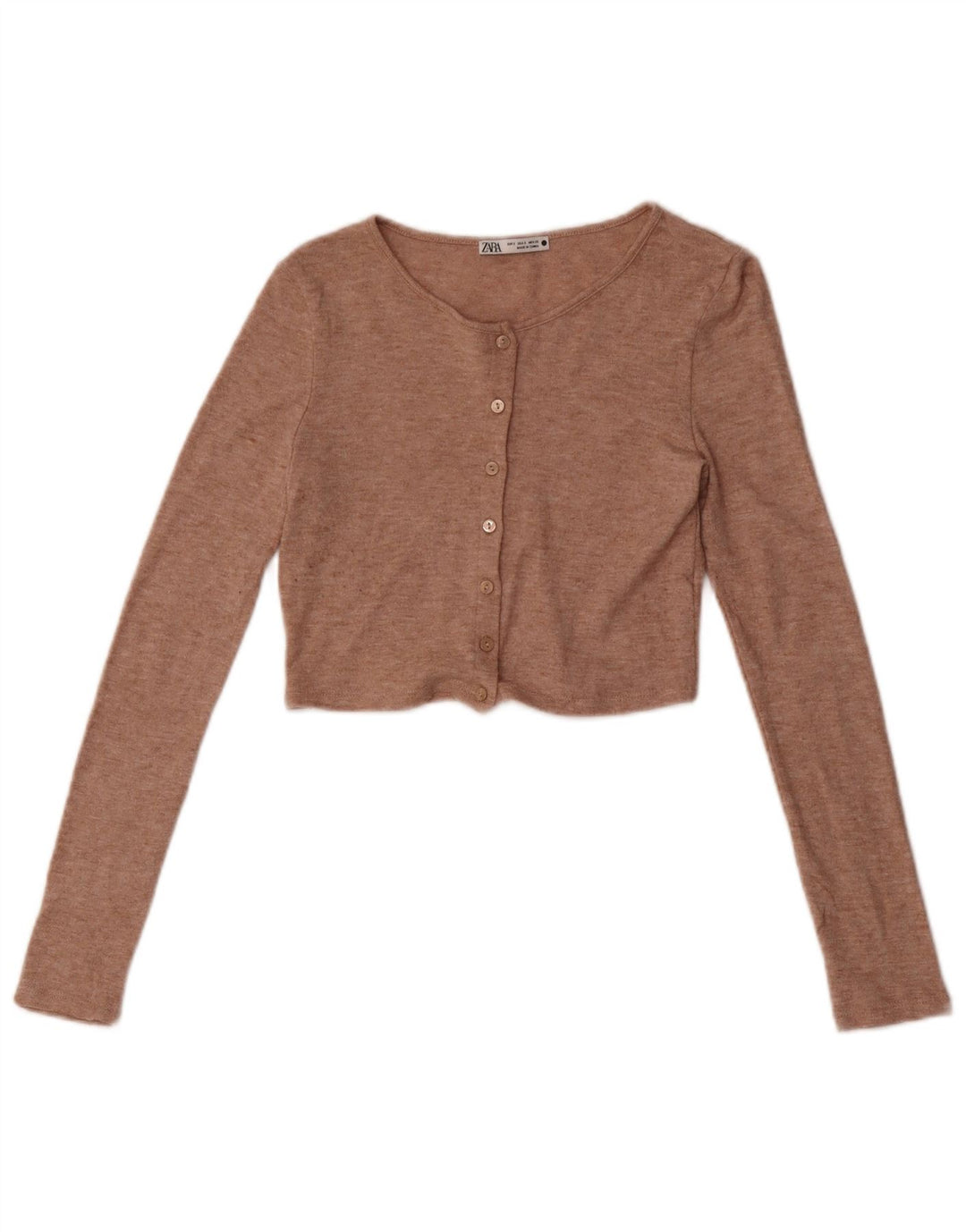 Zara Femme Crop Top UK 8 Petit Beige Moucheté