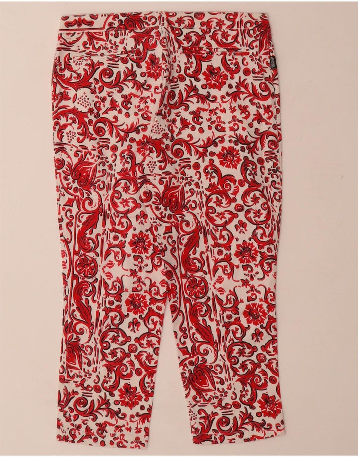 MOSCHINO Pantalon Capri Droit Femme UK 12 Moyen W28 L21 Rouge Paisley