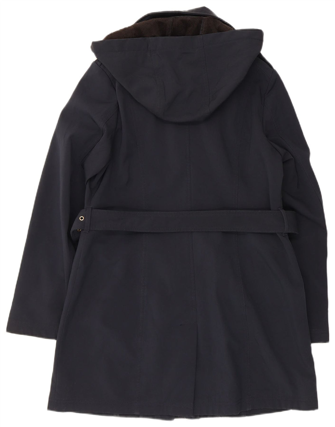Michael Kors Trench-coat à capuche pour femme UK 44 Bleu marine moyen Polyester