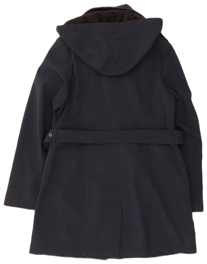 Michael Kors Trench-coat à capuche pour femme UK 44 Bleu marine moyen Polyester