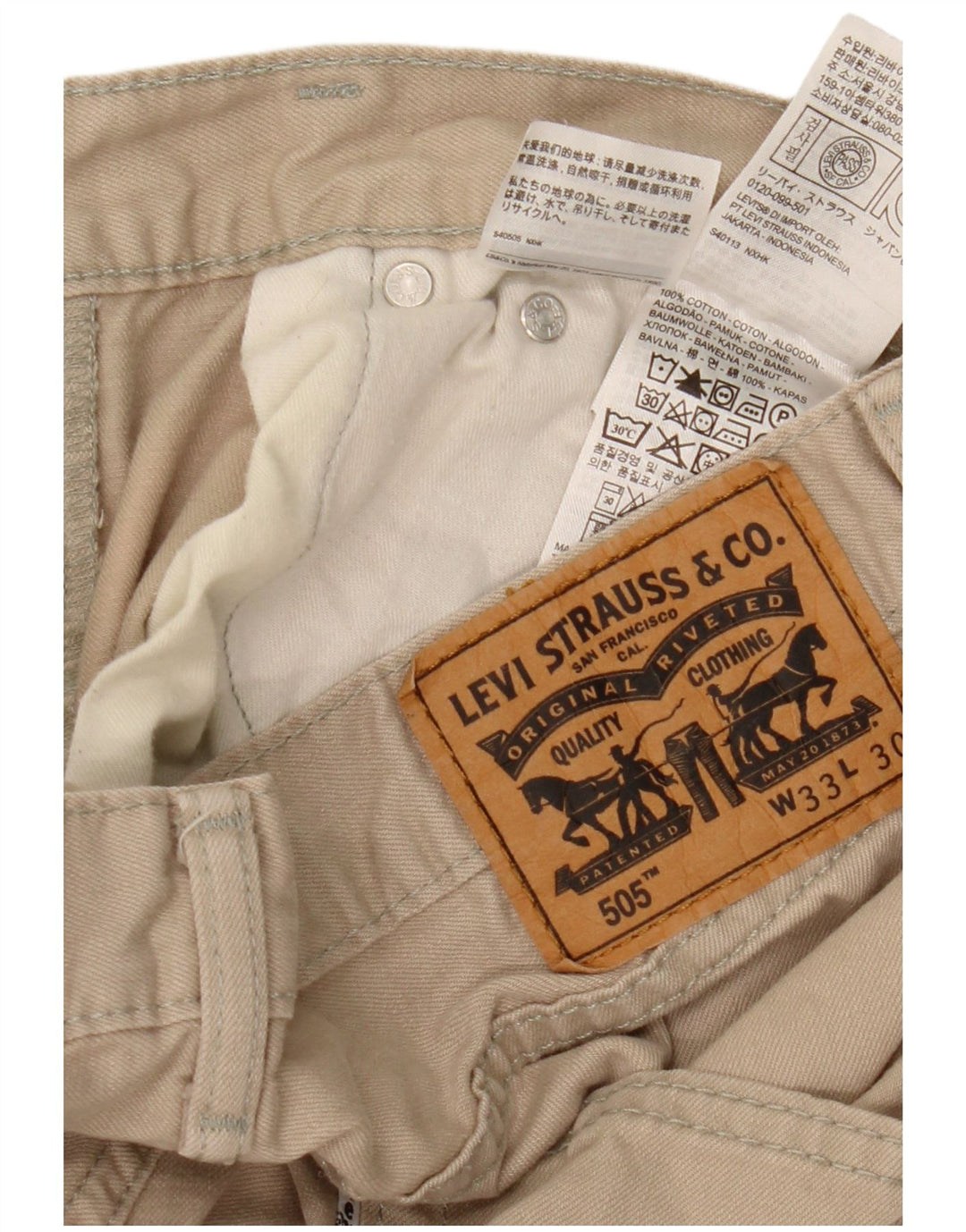 Levi's Jean Droit 505 Homme W33 L26 Beige Coton