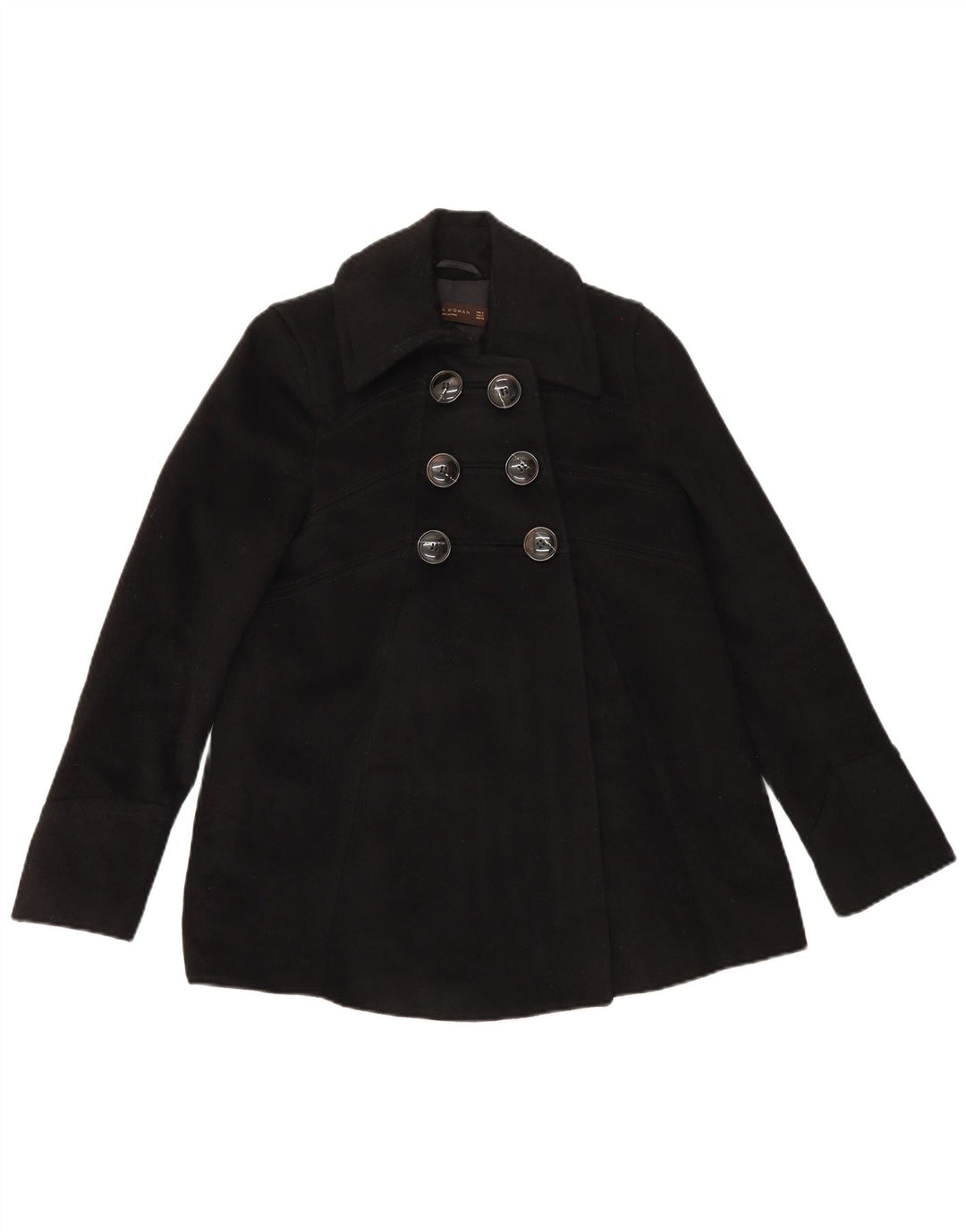 Zara Femme Caban UK 8 Petit Acétate Noir