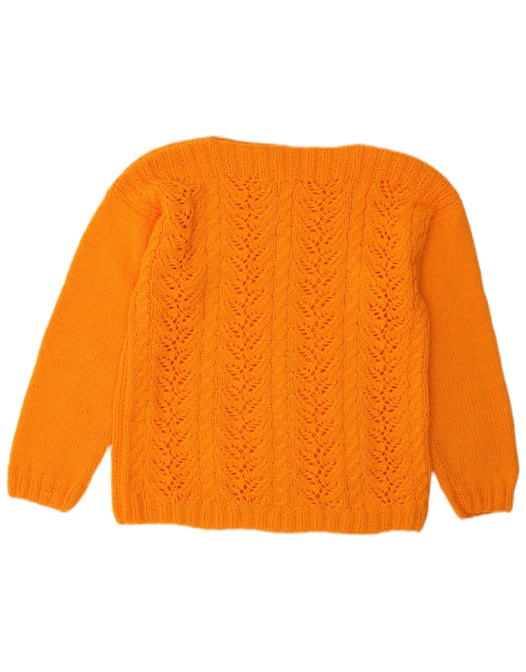 VINTAGE Pull col bateau femme UK 12 Orange moyen