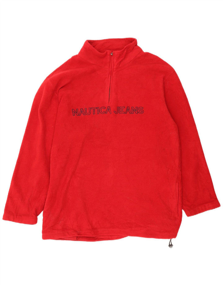 Nautica Pull polaire à col zippé pour homme XL Rouge Polyester
