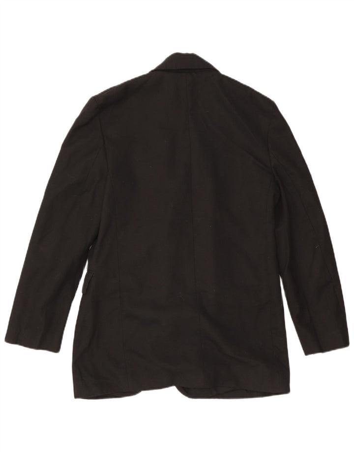 Zara Veste Blazer 2 Boutons Femme UK 10 Petite Viscose Noire