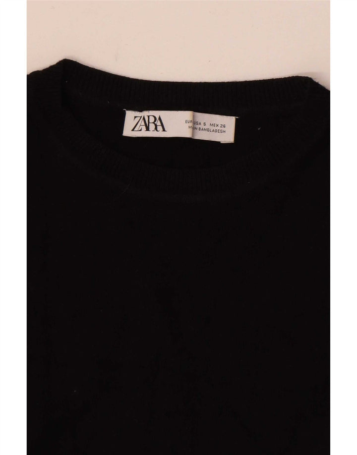 Zara Womens Crop Débardeur UK 8 Petit Noir