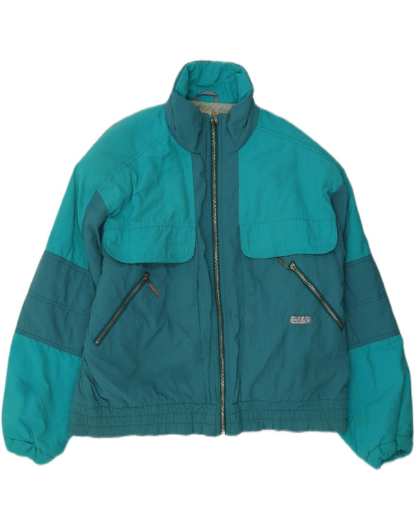 Veste coupe-vent vintage pour homme UK 38 Medium Turquoise Colourblock
