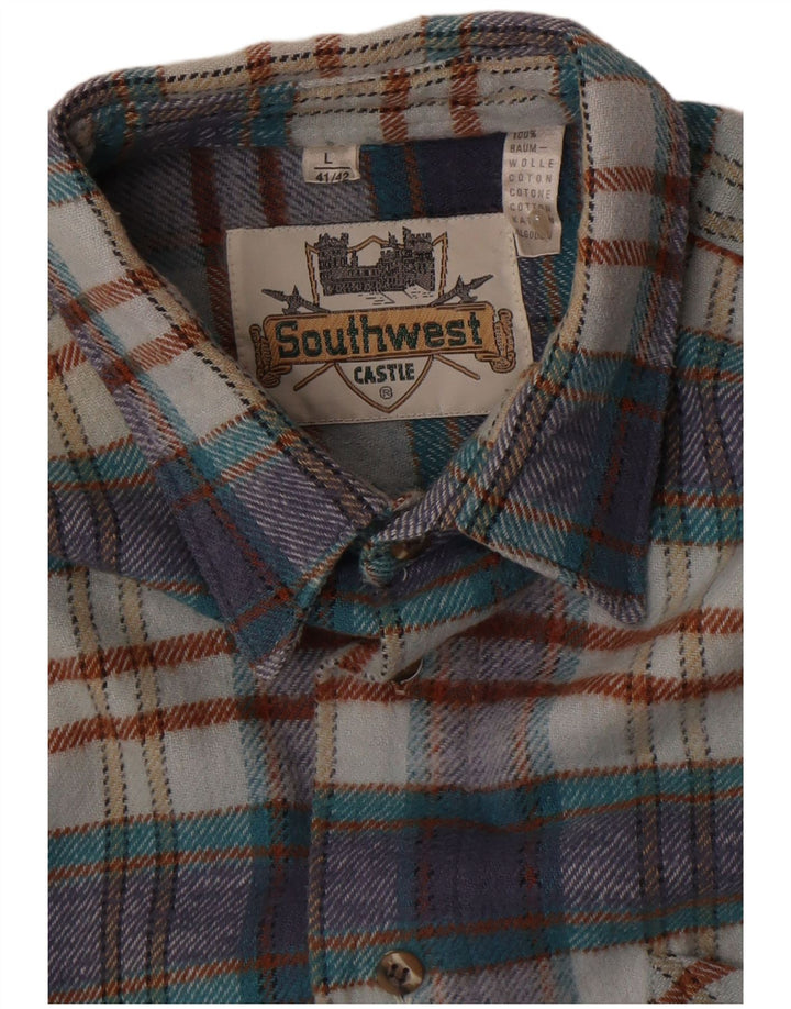 Southwest Chemise en flanelle pour homme Taille 41/42 Grand coton à carreaux bleus