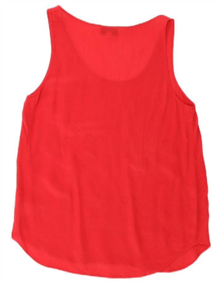 French Connection Haut chemisier sans manches pour femme UK 10 Petite soie rouge