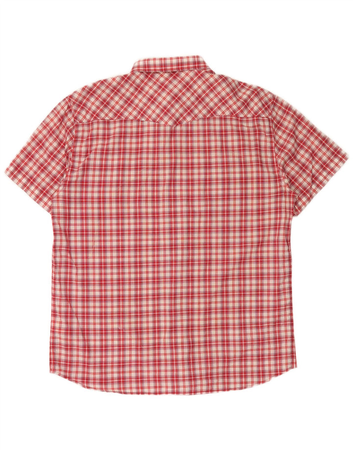 LEE Chemise Slim à Manches Courtes pour Hommes 2XL Coton à Carreaux Rouge