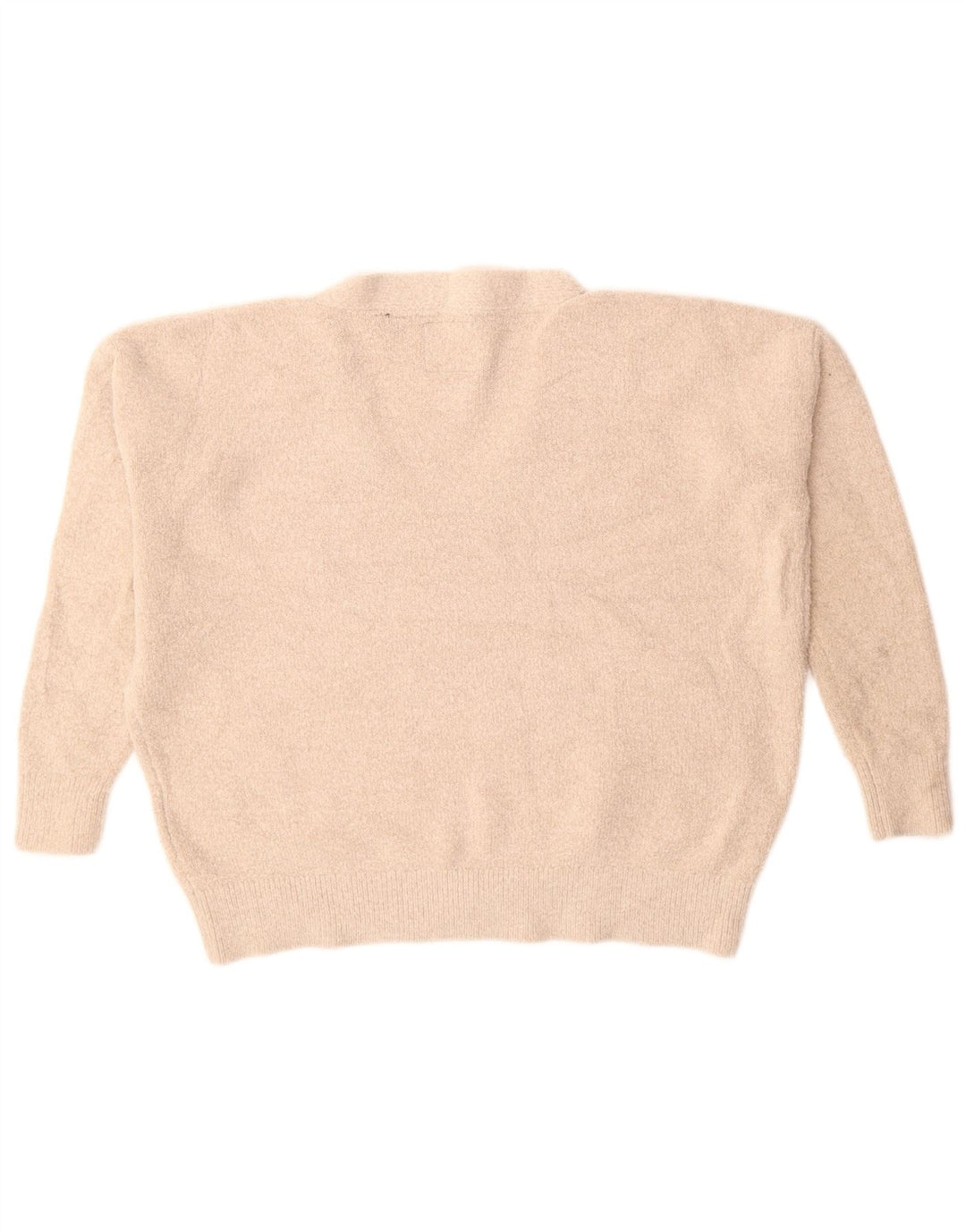 SUPERDRY Pull surdimensionné à col en V pour femme UK 10 Petit Acrylique Beige