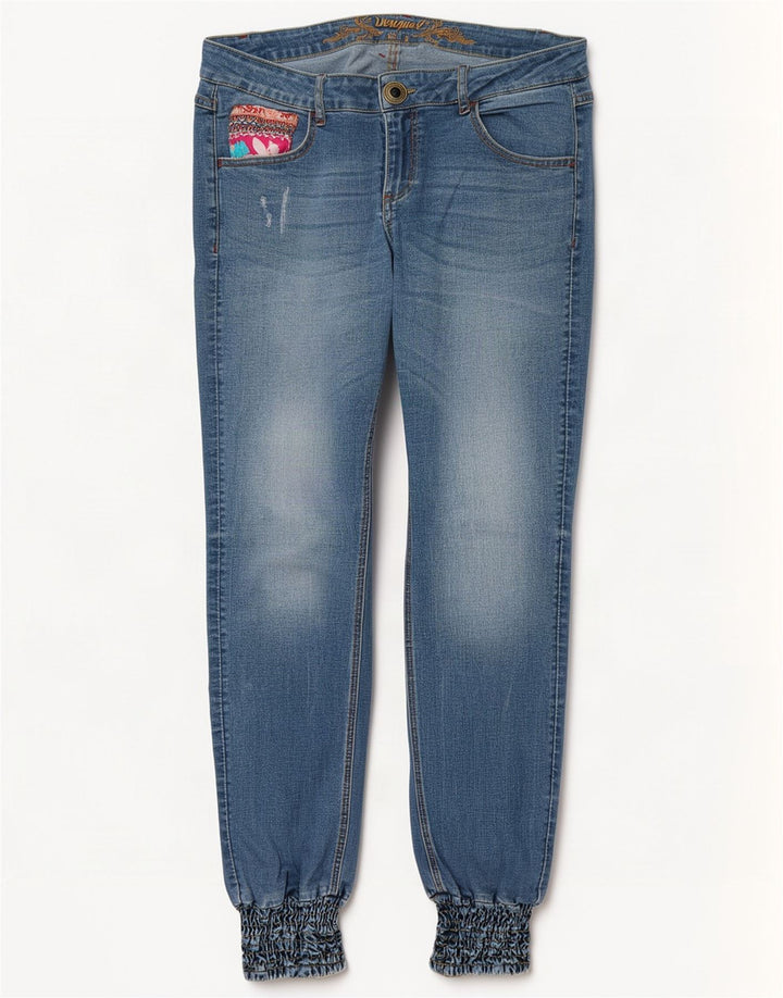 Desigual Femme Jean Slim de Jogging Effet Déchiré W32 L31 Bleu
