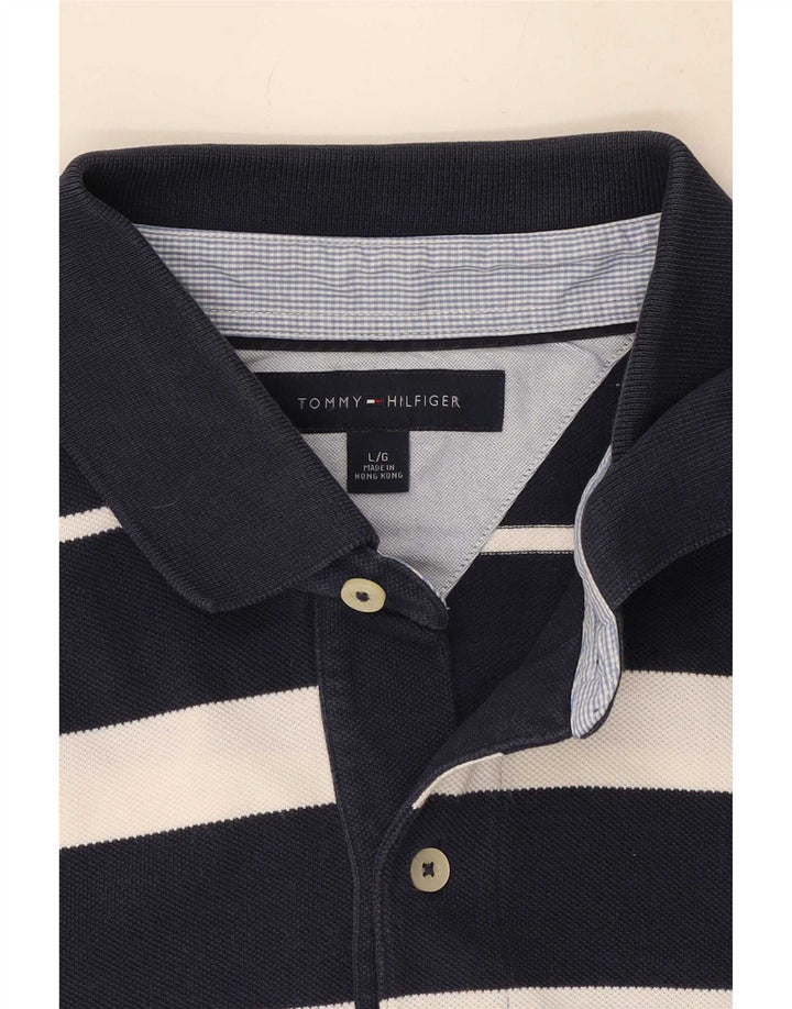 Tommy Hilfiger Polo Homme Large Bleu Marine Rayé