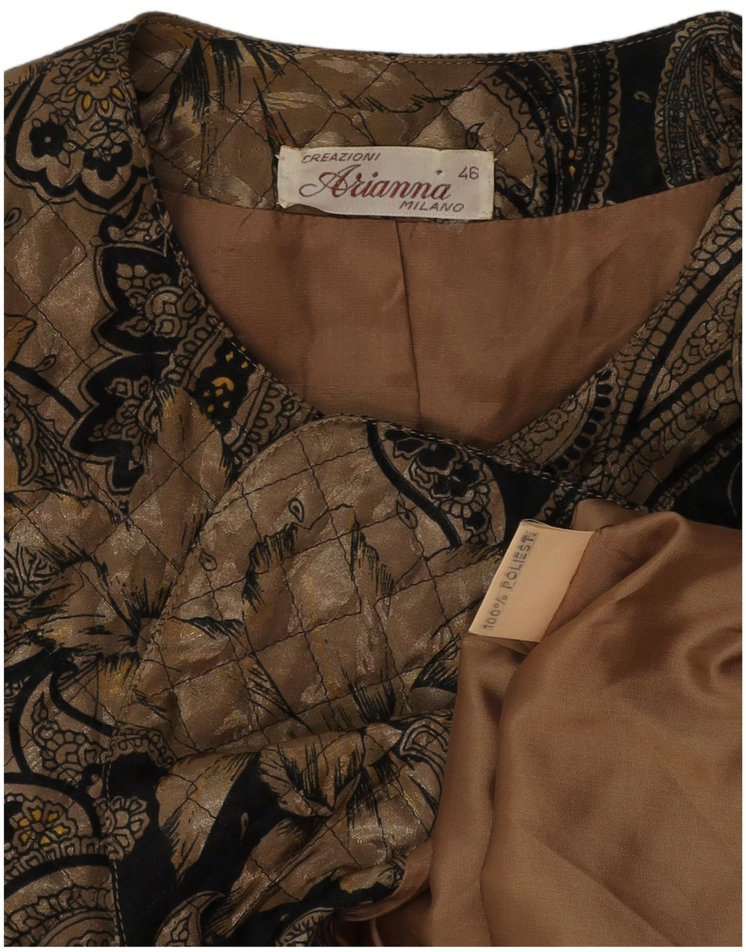 ARIANNA Veste blazer matelassée à 5 boutons pour femme IT 46 Grand motif cachemire marron