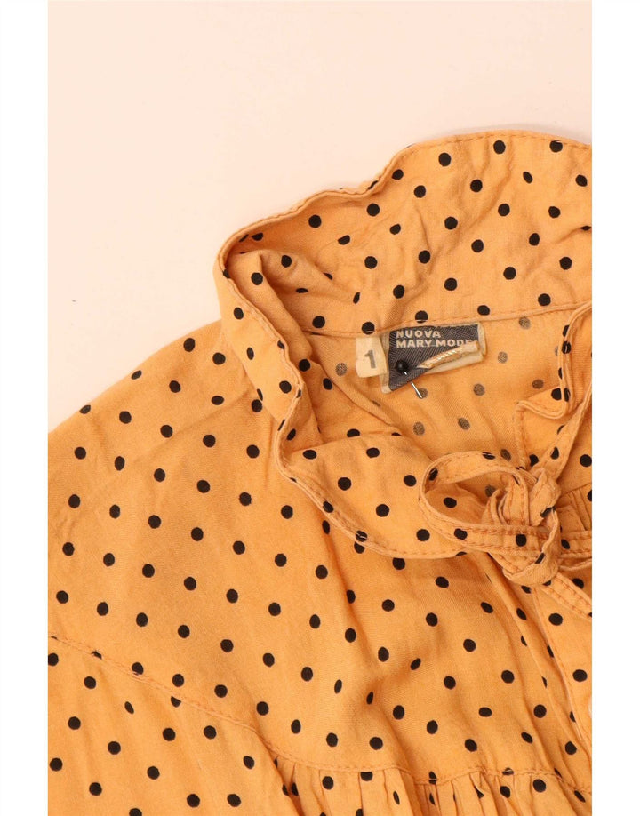 Robe Maxi Femme Vintage UK 12 Jaune Moyen Tacheté