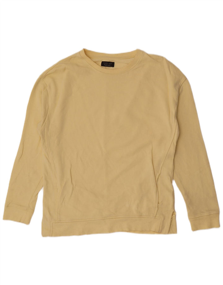 Zara Homme Sweatshirt Jumper Small Jaune Coton