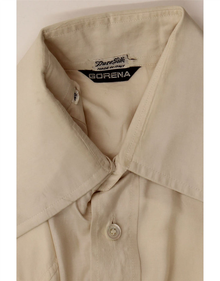 GORENA Chemise Homme Taille 40 Soie Beige Moyen