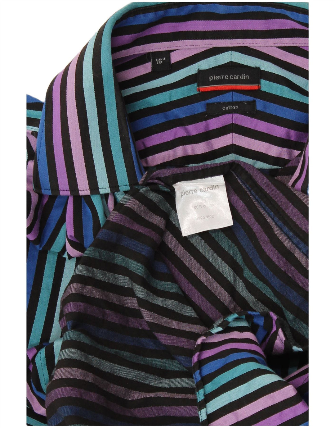 PIERRE CARDIN Chemise Homme Taille 16 Grand Coton Rayé Multicolore