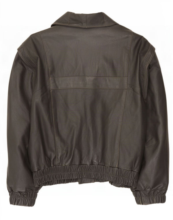 veste en cuir coupe ample vintage pour hommes UK 38 gris moyen