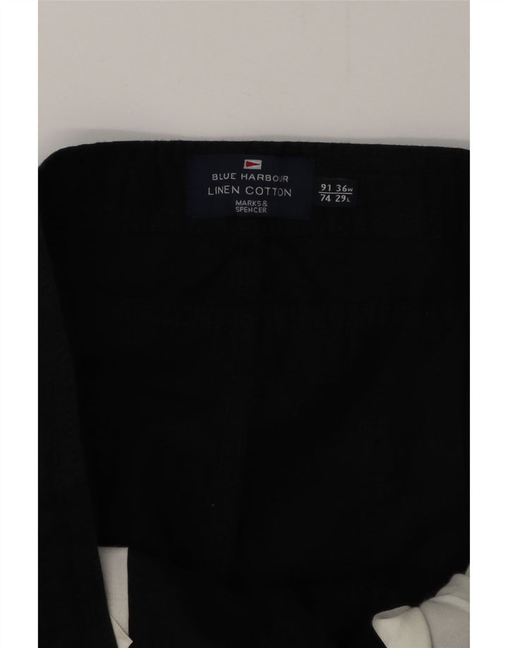 MARKS & SPENCER Pantalon décontracté droit Blue Harbor pour homme W36 L29 Noir