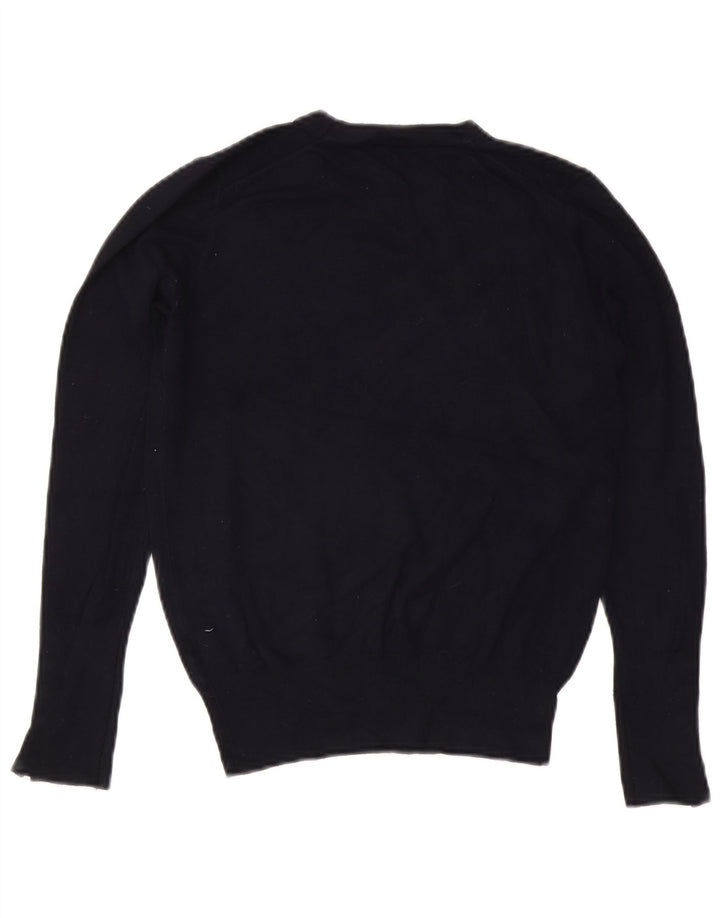 Zara Pull court à col rond pour femme UK 12 Bleu marine moyen Viscose