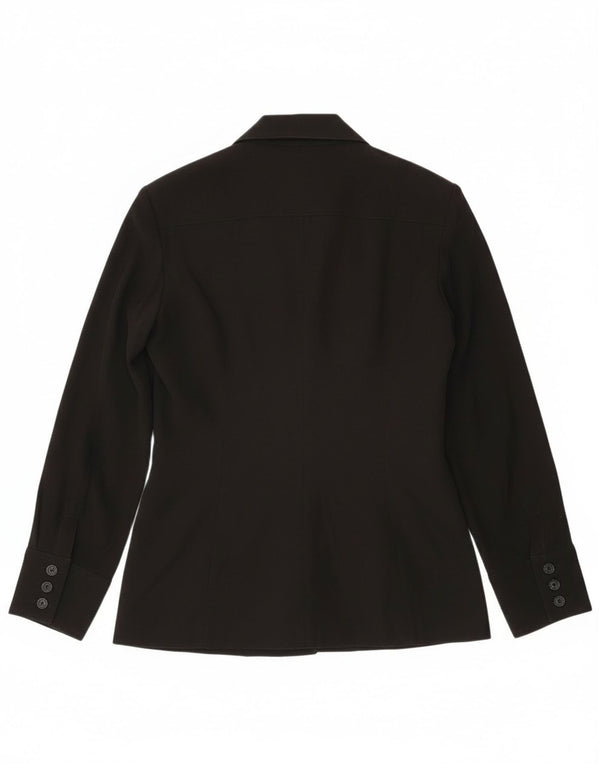 vintage Femme 6 Bouton Blazer Veste UK 14 Grand Polyester Noir