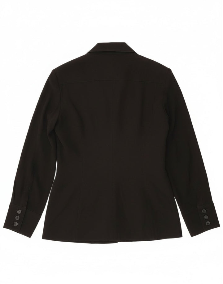 vintage Femme 6 Bouton Blazer Veste UK 14 Grand Polyester Noir