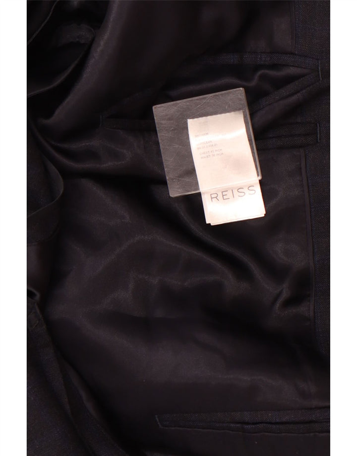 Reiss Veste blazer à 1 bouton pour homme UK 42 XL Bleu marine à carreaux en laine