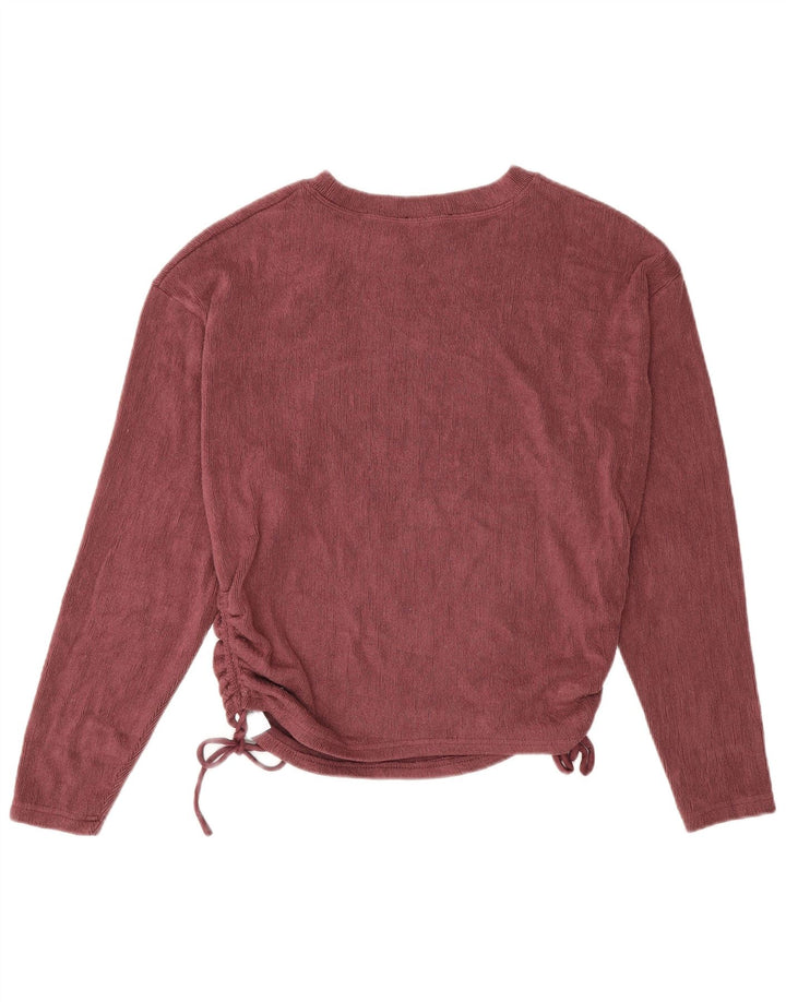 Zara Haut en velours à manches longues pour femme UK 14 Polyester bordeaux moyen