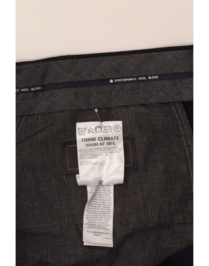 Marks & Spencer Pantalon de Costume Coupe Ajustée Homme W44 L31 Laine Bleu Marine