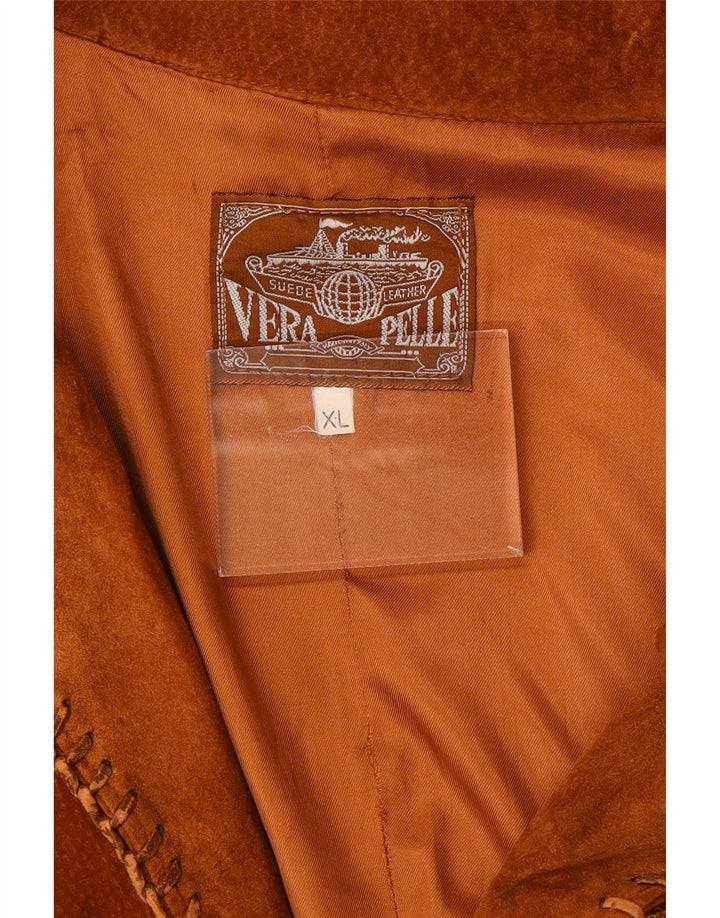 veste en daim homme vintage UK 42 XL cuir marron