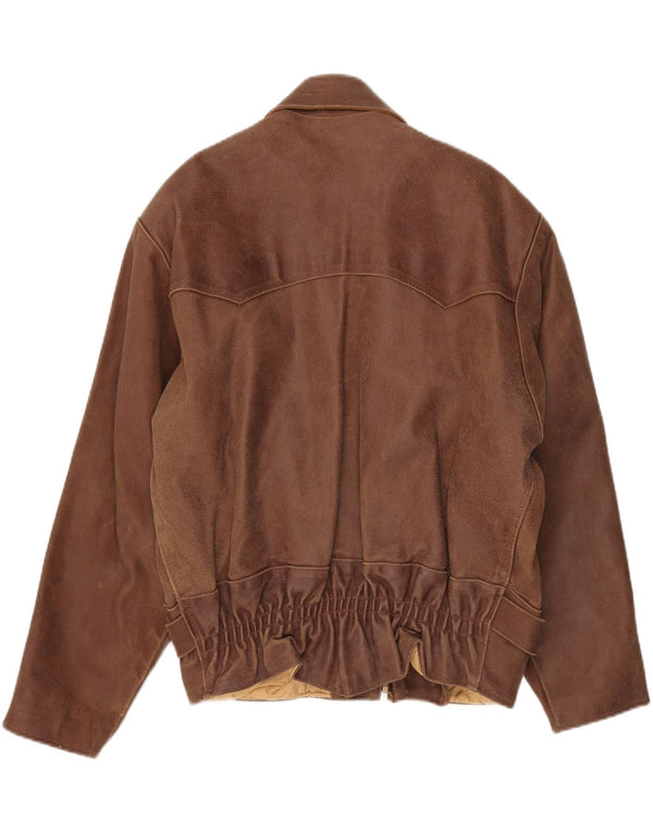 Veste en cuir femme vintage UK 20 2XL Marron