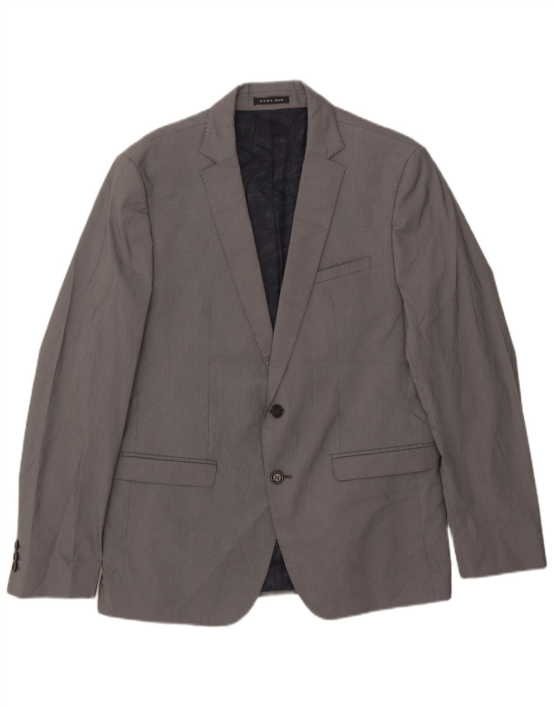 Zara Veste blazer à 2 boutons pour homme EU 54 XL Gris à fines rayures Polyester