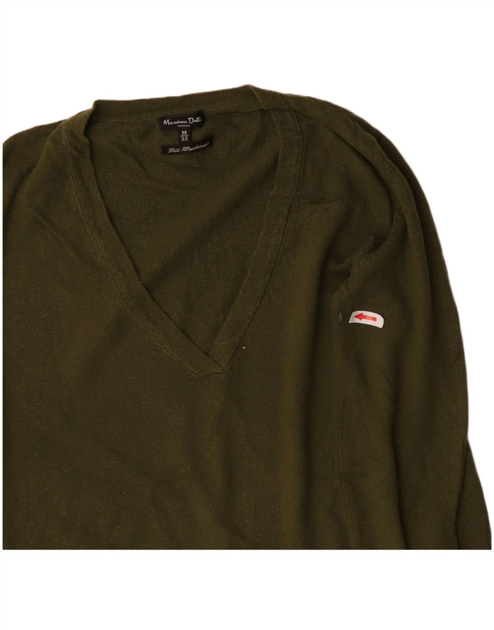 Massimo Dutti Pull col V pour femme UK 12 en soie vert moyen