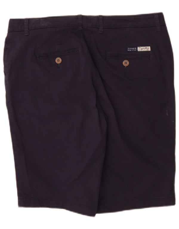 Superdry Short Chino Regular Femme UK 12 Medium W32 Bleu Marine Coton