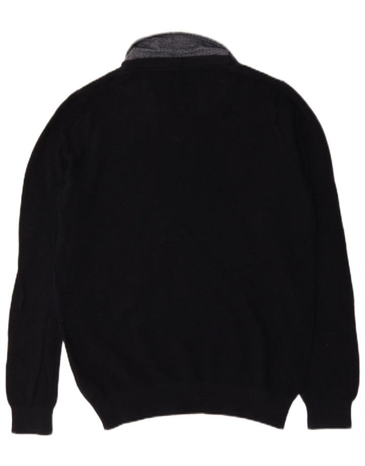 Marks & Spencer Pull à col polo coupe classique pour homme, petit, bleu marine