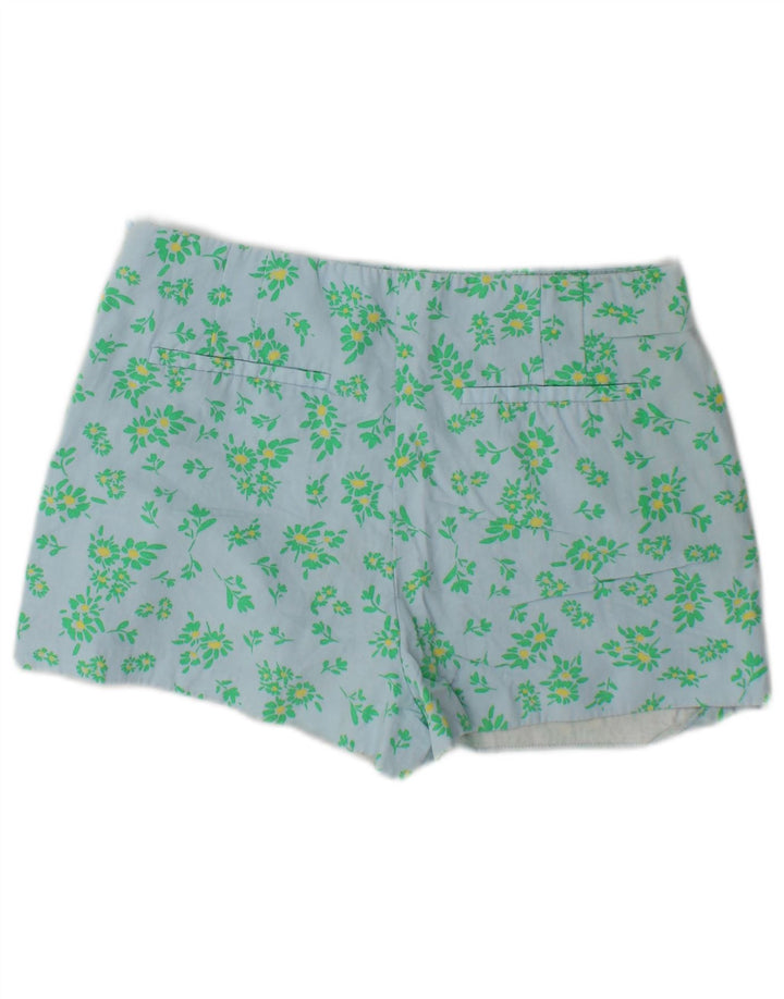 Zara Femme Hot Pants Large W30 Bleu Floral Viscose