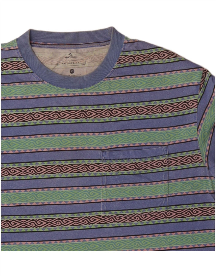 RIP CURL T-shirt coupe décontractée pour homme XS en coton géométrique multicolore